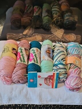 Various Bundles Of Yarn + Hook Set With Scissors